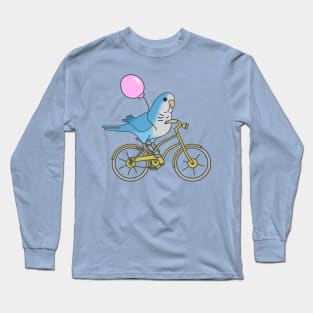 blue quaker parrot on a bike Long Sleeve T-Shirt